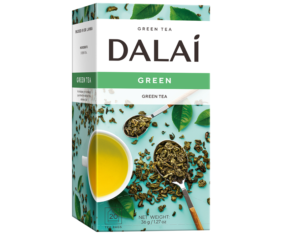 Dalai - Green Tea w kopertach - 20 x 1,8 g w zielonym pudełku.