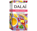 Dalai - Sweet Ginger w kopertach - 20 x 1,2 g w fioletowym opakowaniu z grafiką imbiru oraz cytryny.