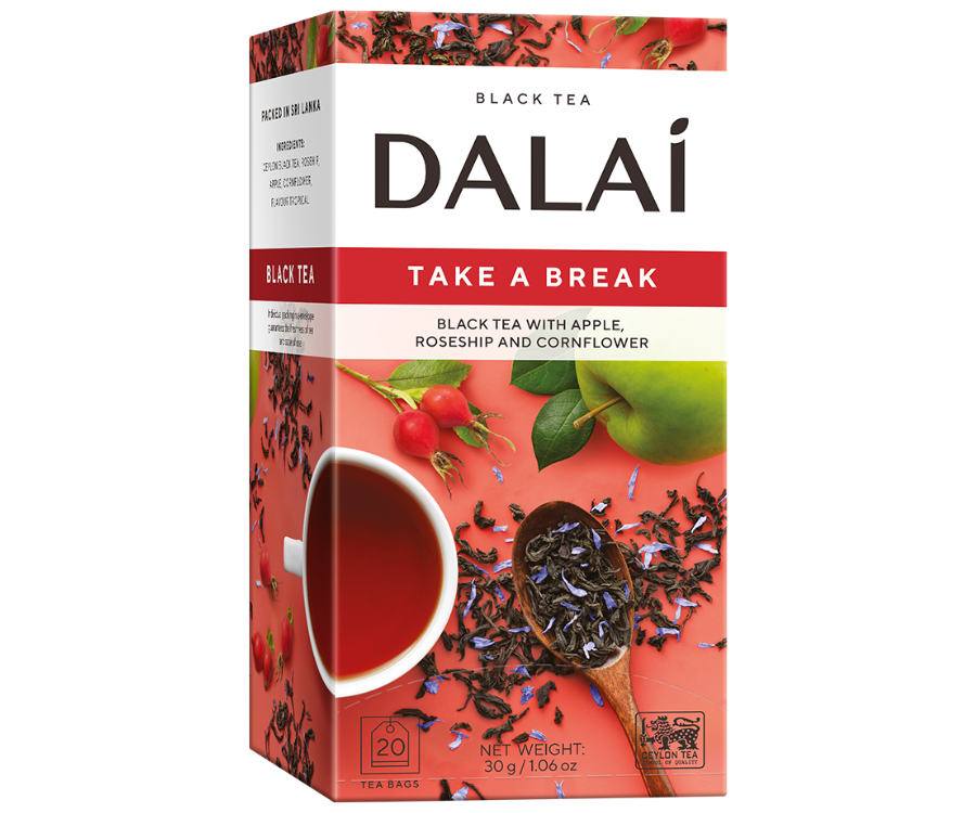 Dalai - Take a Break w kopertach - 20 x 1,5 g w opakowaniu z delikanie owocowym motywem.