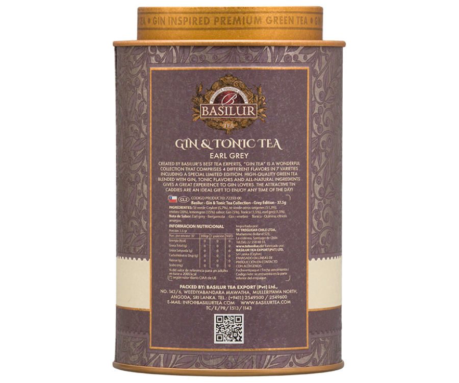 Gin & Tonic Tea Earl Grey w ozdobnej puszce.