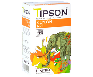 Tipson Ceylon No. 1 –  czarna herbata cejlońska bez dodatków. Mieszanka liści została umieszczona w ozdobnym opakowaniu z grafiką słonia.
