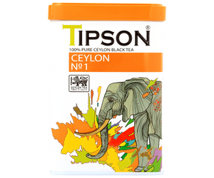 Tipson Ceylon No. 1 –  czarna herbata cejlońska bez dodatków. Mieszanka liści została umieszczona w ozdobnej puszce z grafiką słonia.