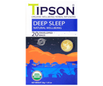 Tipson Deep Sleep  - organiczna mieszanka rumianku, trawy cytrynowej, bazylii, ashwagandhy oraz gałki muszkatołowej. Kopertowane saszetki zostały umieszczone w opakowaniu ozdobionym grafiką biwakującej pary spędzającej noc na łonie natury.