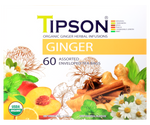 Tipson Ginger Assorted – zestaw herbat z kolekcji organicznych naparów. 6 smaków w kopertowanych saszetkach zapakowanych w ozdobną herbaciarkę z motywem kwiatów, owoców, przypraw i ziół.