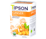 Tipson Ginger Original – organiczna mieszanka rumianku, mięty pieprzowej, imbiru oraz naturalnego aromatu imbiru. Kopertowane saszetki zostały umieszczone w opakowaniu ozdobionym grafiką kwiatów i imbiru.