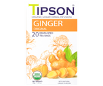 Tipson Ginger Original – organiczna mieszanka rumianku, mięty pieprzowej, imbiru oraz naturalnego aromatu imbiru. Kopertowane saszetki zostały umieszczone w opakowaniu ozdobionym grafiką kwiatów i imbiru.