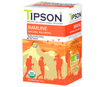 Tipson Immune – organiczna mieszanka z mięty pieprzowej, dzikiej róży, kopru włoskiego, trawy cytrynowej, rooibosa i lukrecji. Kopertowane saszetki zostały umieszczone w opakowaniu ozdobionym grafiką grupki ludzi spędzających czas na górskiej wędrówce.