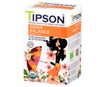 Tipson Inner Balance – organiczna mieszanka ziela tulsi, kozieradki, ashwagandhy, rumianku, cynamonu, dzikiej róży, imbiru, koniczyny oraz trawy cytrynowej na wyrównanie poziomu hormonów, stres i zmęczenie. Kopertowane saszetki zostały umieszczone w ozdobnym opakowaniu.