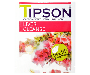 Tipson Liver Cleanse – ziołowa mieszanka mięty pieprzowej, mniszka, kolendry, kopru włoskiego, liści curry i kurkumy na oczyszczenie i przywrócenie prawidłowego funkcjonowania wątroby. Kopertowane saszetki zostały umieszczone w ozdobnym opakowaniu z kwiatowym motywem.