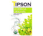 Tipson Moringa Original – ziołowa herbata z liści moringi. Kopertowane saszetki zostały umieszczone w ozdobnym pudełku.