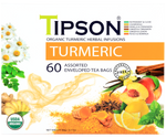 Tipson Turmeric Assorted – zestaw herbat z kolekcji organicznych naparów. W prezentowej herbaciarce znajduje się 6 smaków herbat ziołowych z dodatkami – owocami, ziołami i przyprawami. 