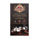 Basilur Tea Brewing Sachets - filtry papierowe Basilur do parzenia herbaty liściastej. Ciemne opakowanie z logo Basilur.