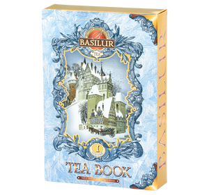 Basilur Tea Book herbata czarna w ozdobnym kartoniku w kształcie książki z zimowym motywem. 