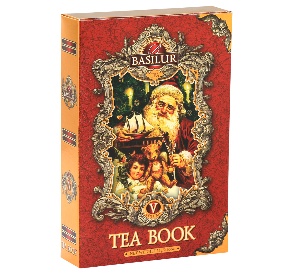 Basilur Tea Book herbata czarna w ozdobnym kartoniku w kształcie książki z motywem świątecznym. 