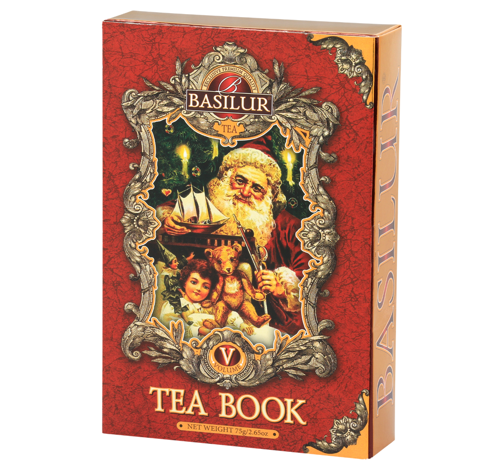 Basilur Tea Book herbata czarna w ozdobnym kartoniku w kształcie książki z motywem świątecznym. 