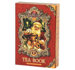 Basilur Tea Book herbata czarna w ozdobnym kartoniku w kształcie książki z motywem świątecznym. 
