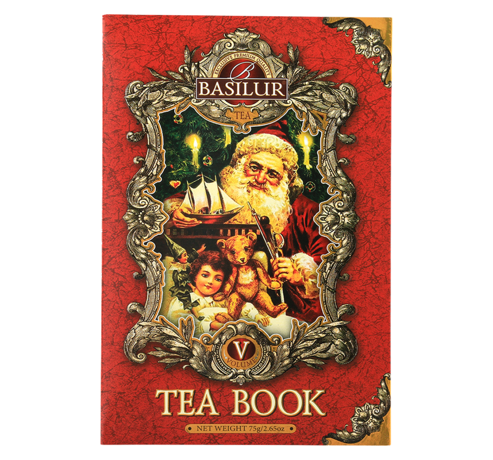 Basilur Tea Book herbata czarna w ozdobnym kartoniku w kształcie książki z motywem świątecznym. 