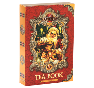 Basilur Tea Book herbata czarna w ozdobnym kartoniku w kształcie książki z motywem świątecznym. 