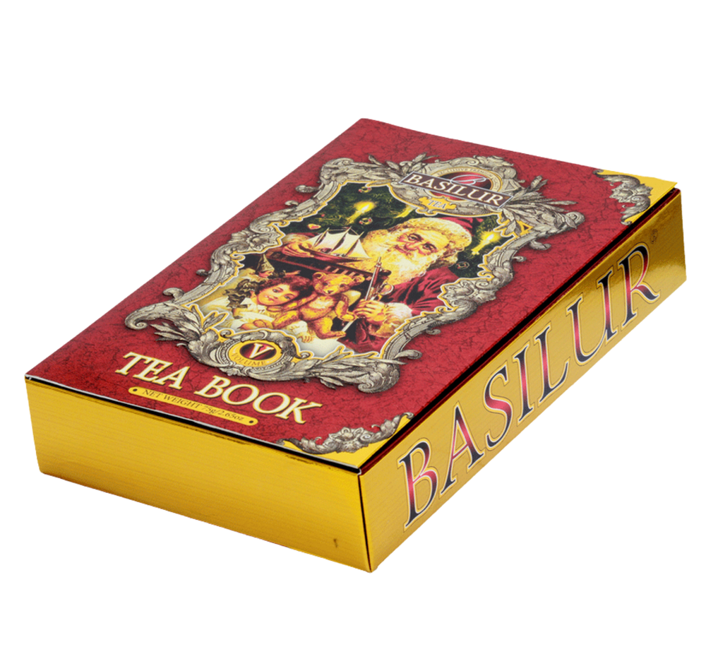 Basilur Tea Book herbata czarna w ozdobnym kartoniku w kształcie książki z motywem świątecznym. 