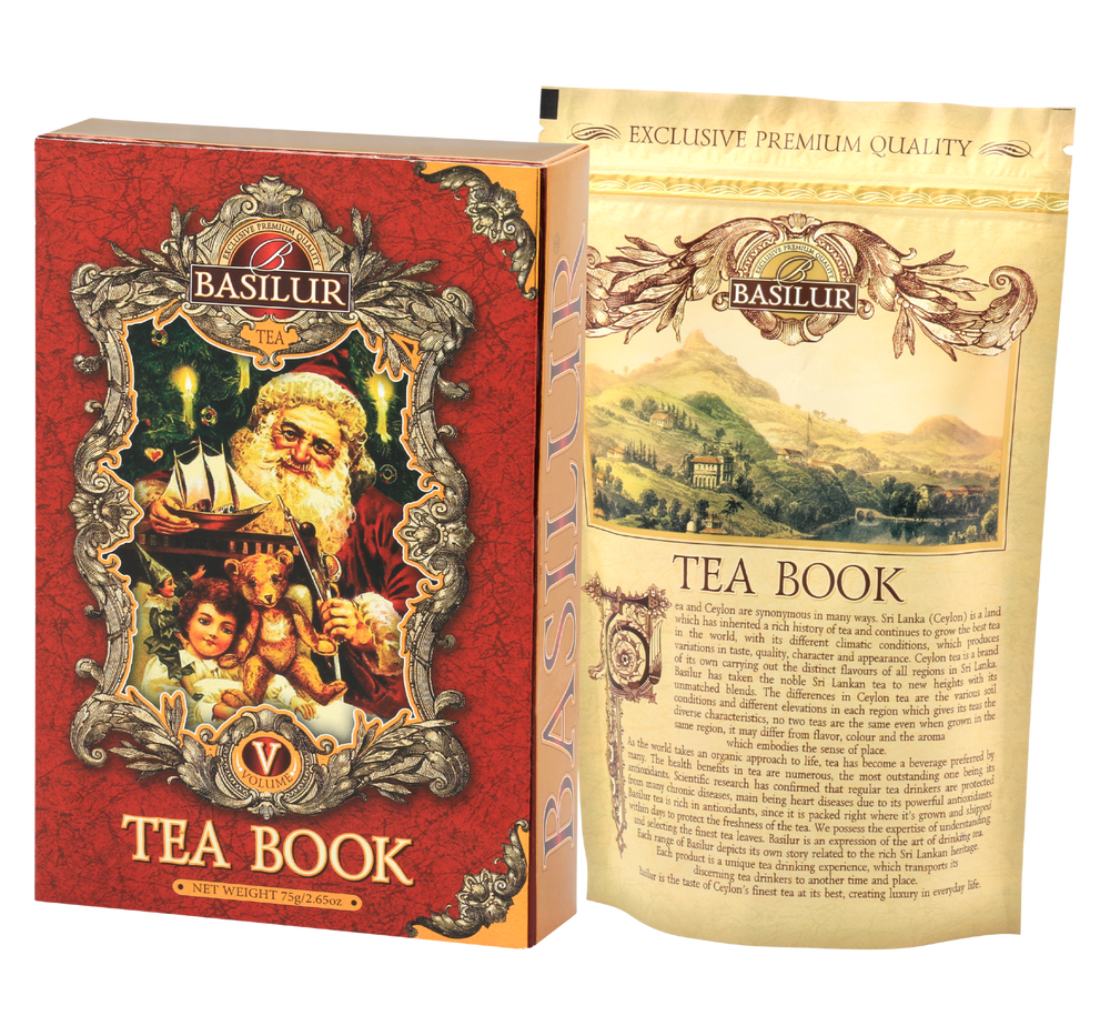 Basilur Tea Book herbata czarna w ozdobnym kartoniku w kształcie książki z motywem świątecznym. 
