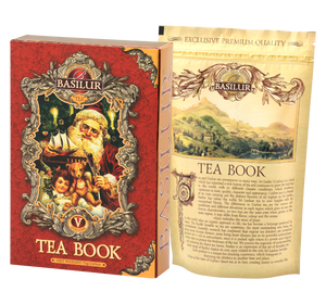 Basilur Tea Book herbata czarna w ozdobnym kartoniku w kształcie książki z motywem świątecznym. 