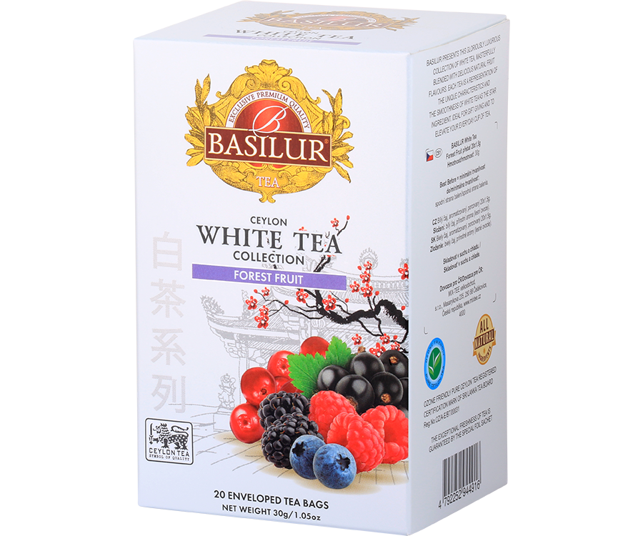Basilur White Tea Forest Fruit - biała herbata cejlońska z dodatkiem owoców leśnych - torebki