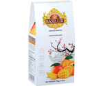 Basilur White Tea Mango Orange - liście białej herbaty z dodatkiem mango i pomarańczy.