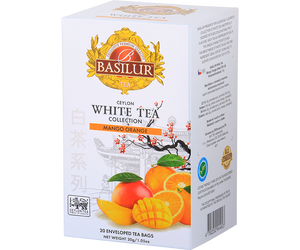 Basilur White Tea Mango Orange - biała herbata cejlońska z dodatkiem mango i pomarańczy - w torebkach